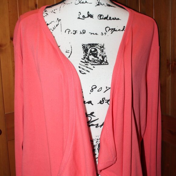 Talbots Open Front Cotton Cardigan Salmon Size XL - Picture 5 of 7